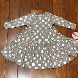 Funtasia too girls polka dot grey and silver dress size 4 and 6x. NWT.